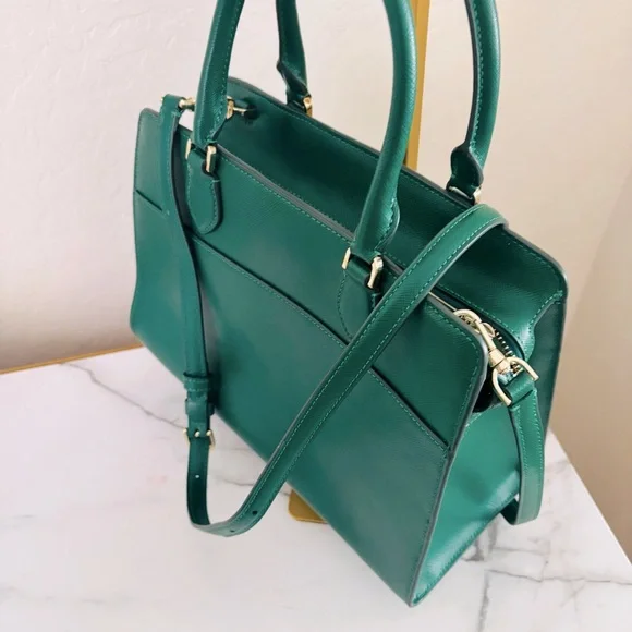 Kate Spade New York Madison Saffiano Leather Medium Satchel Green - Picture 8 of 13